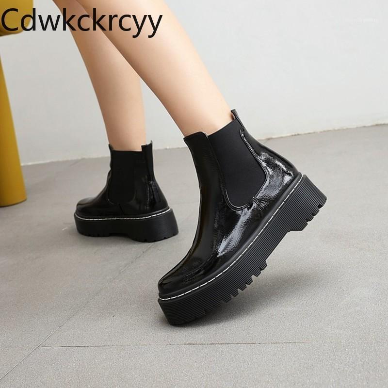 Boots Winter The Fashion British Style Thick Bottom Black Gray Red Wine Round Head Handsome High Heels Women1