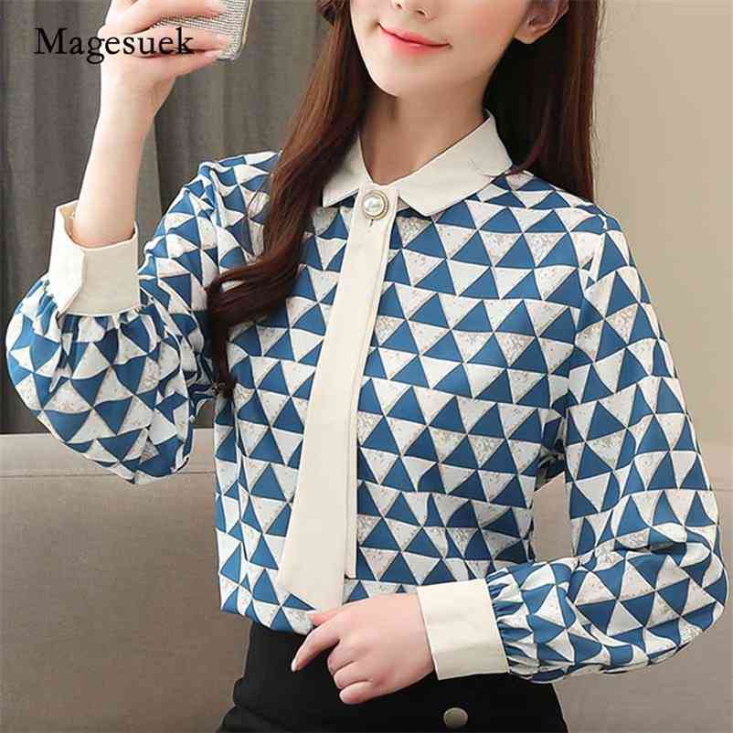 

Autumn Long Sleeve Plus Size Women Chiffon Blouse Slim Fit Shirts Tops Blouses Plaid Shirt Blusas 10676 210518, Picture