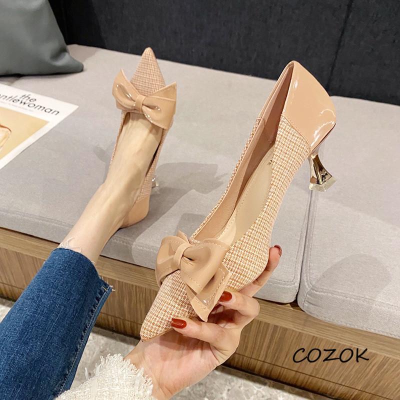 

Dress Shoes Fur OL Sweet Sexy For Women Winter Fashion Korean High Heels, Beige