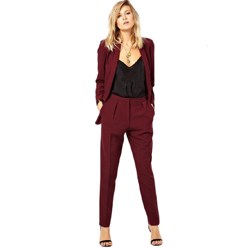 

Women's Suits & Blazers blazer job to wear formal jacket ladies suit women's business burgundy office uniform suits 2 female ensemble, Picture style.