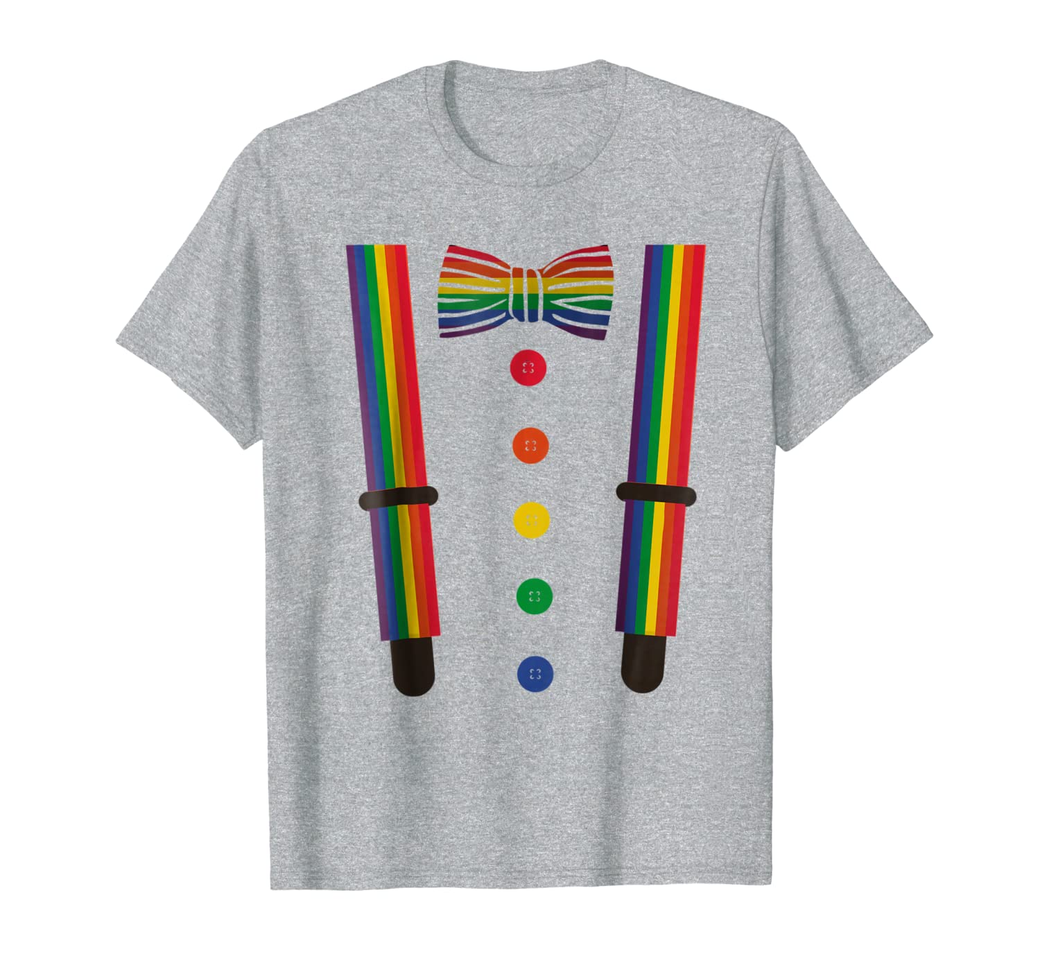 LGBT Pride Shirt, Rainbow Tuxedo Suspenders Tee-image-702196964