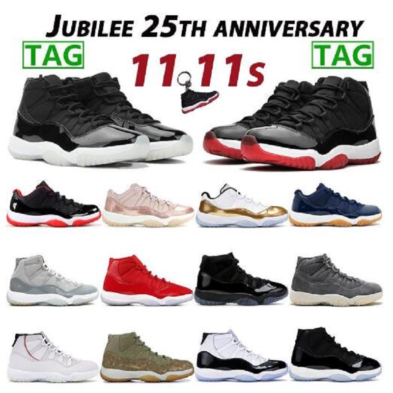 

Basketball shoes 11 11s jubilee 25th anniversary Space jam legend blue platinum tint cap and gown white metallic silver men women trainers, Color 27