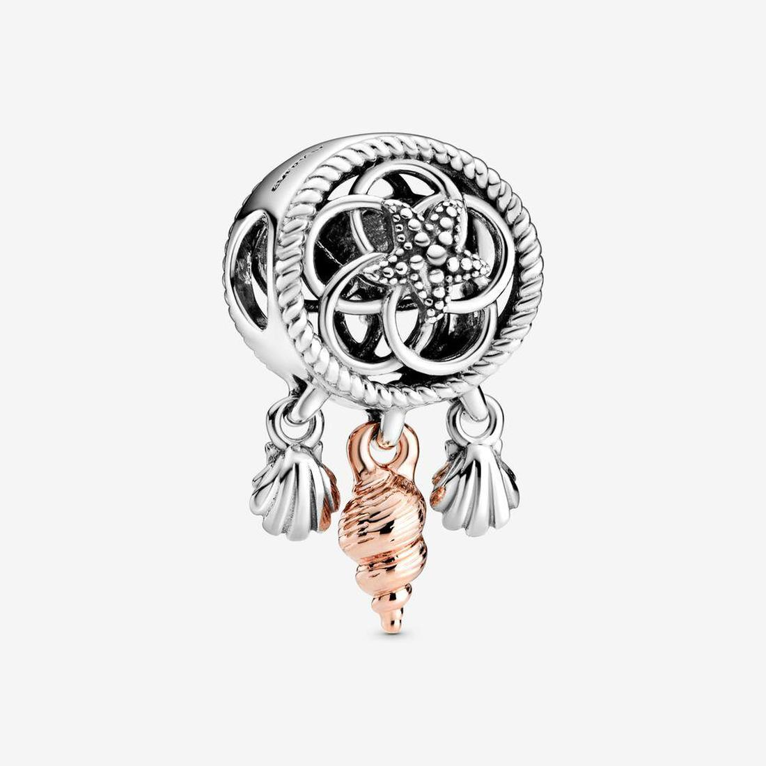 

Authentic 925 Silver Beads Bracelets Openwork Seashell Dreamcatcher Charm Slide Bead Charms Fits European Pandora Style Jewelry Bracelets Murano, Bronze;silver