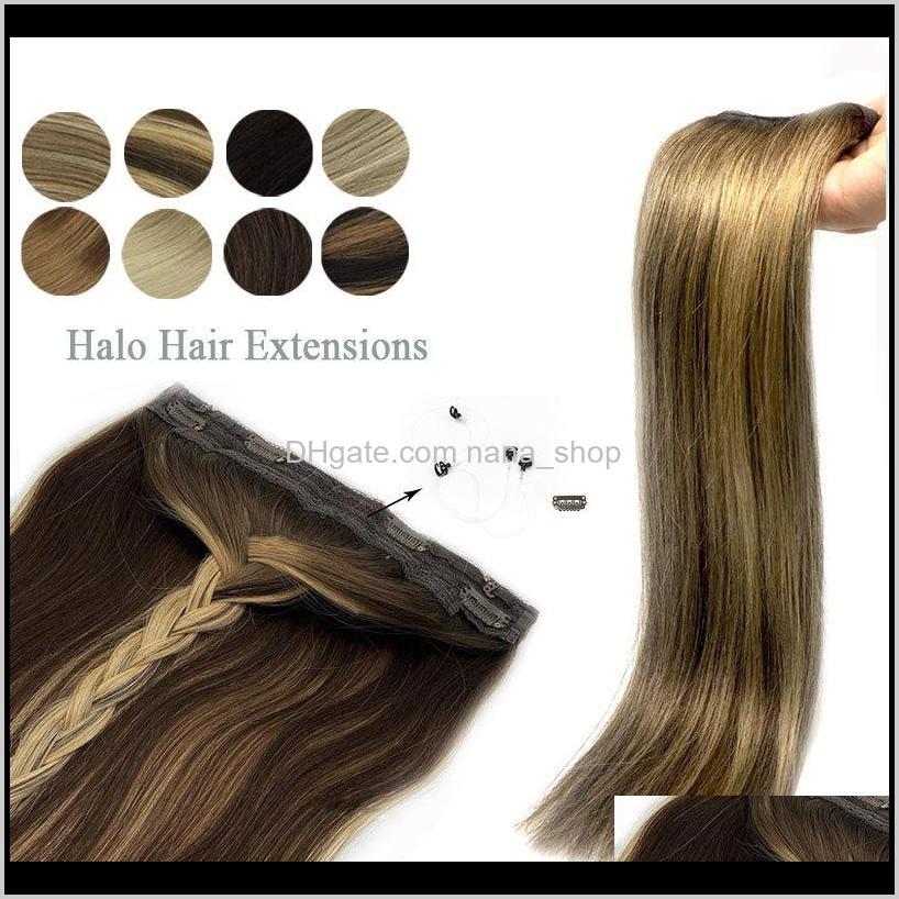 

Wefts Straight Fish Line Halo Invisible Remy Human Hair Extensions Blonde Golden Color Pppqa Pmcz4, Natural black 1b