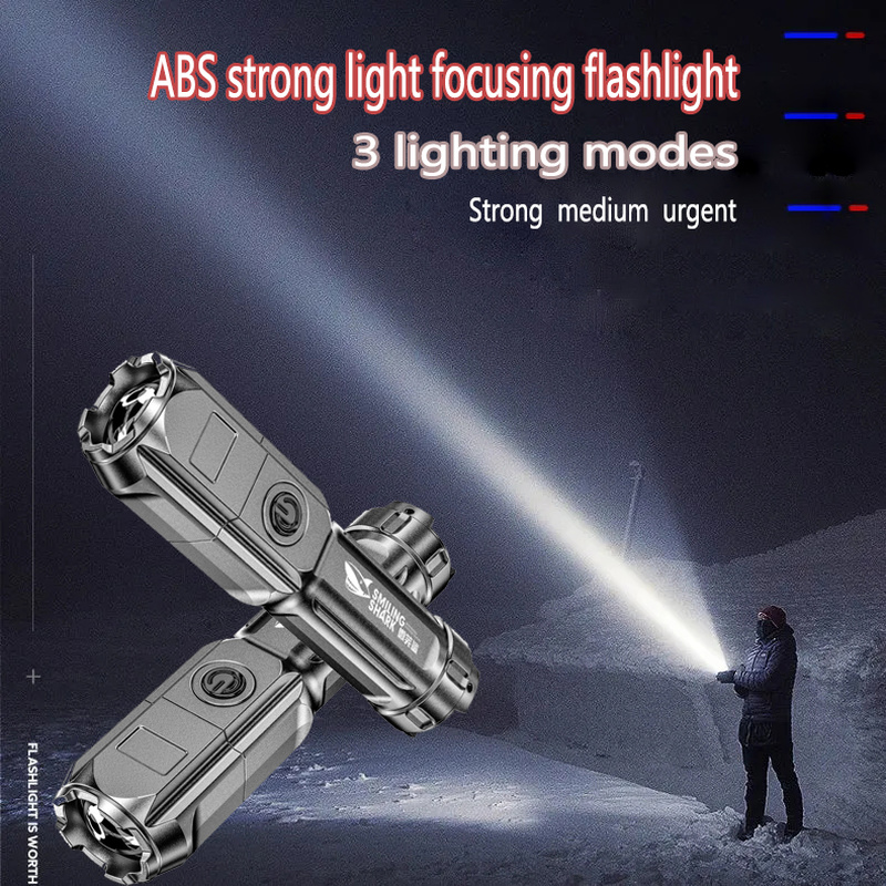 

Extremely Bright ABS Strong Light Focus LED Flashlight Outdoor Portable Household Rechargeable Multi-function Luminou Flashlight