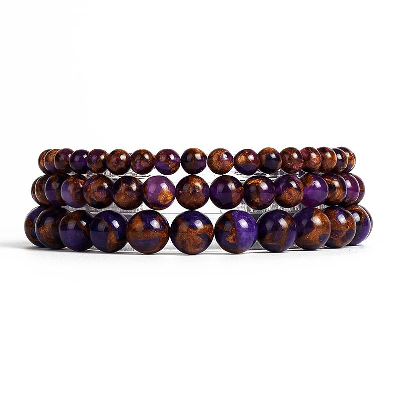 

Beaded, Strands Nature Purple Cloisonne Beads Bracelets For Women Natural Energy Stone Reiki Yoga Men Fashion Healing Jewelry Pulseras