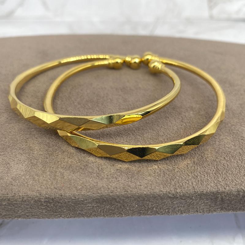 

Bangle 2pcs/lot Saudi Arabia 24k Gold Color Bangle&Bracelet Dubai Bangles For Women Africa Jewelry Ethiopian Wedding Bride Gift