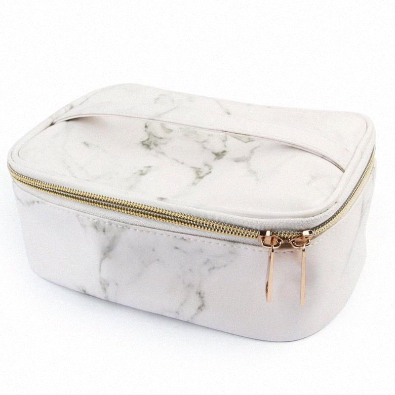 

cosmetic bag carry pouch gifts durable pu fashion marble grain business large capacity toiletry travel storage makeup organizer q4br#