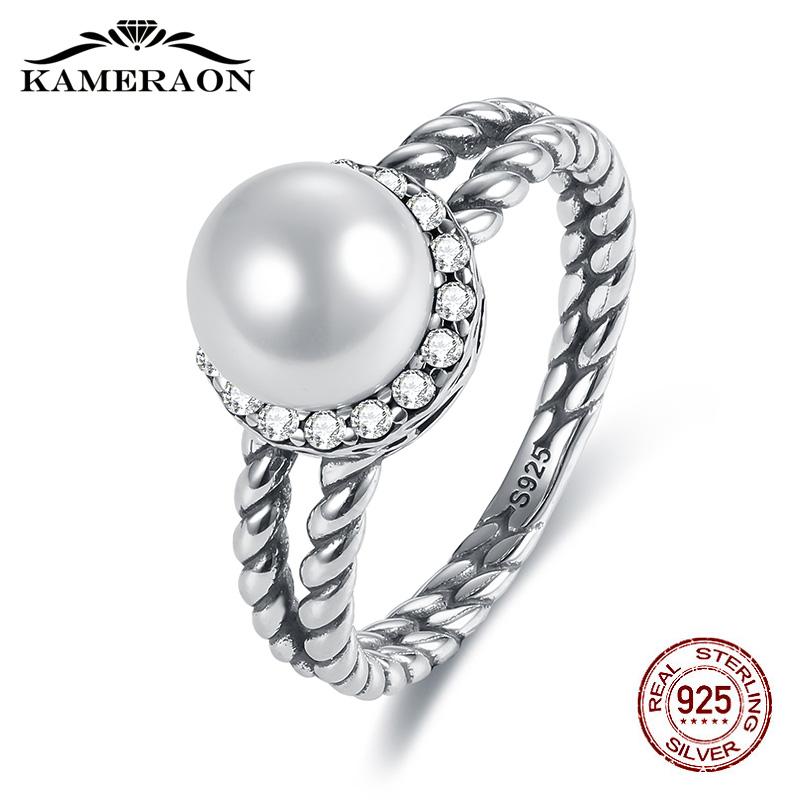 

Cluster Rings 925 Silver Jewelry With Natural Stones Pearls Zircon Wide Ring Female Dainty Bohemian Vintage Fashion Engagement, Golden;silver