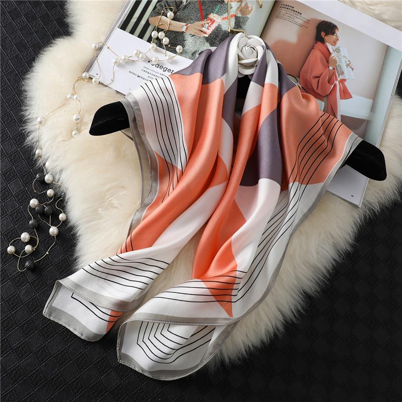 

Scarves 2021 Silk Scarf Fashion Shawl And Wraps Women Bandana Large Hijab Female Bag Neckerchief Lady Hair Band Headband
