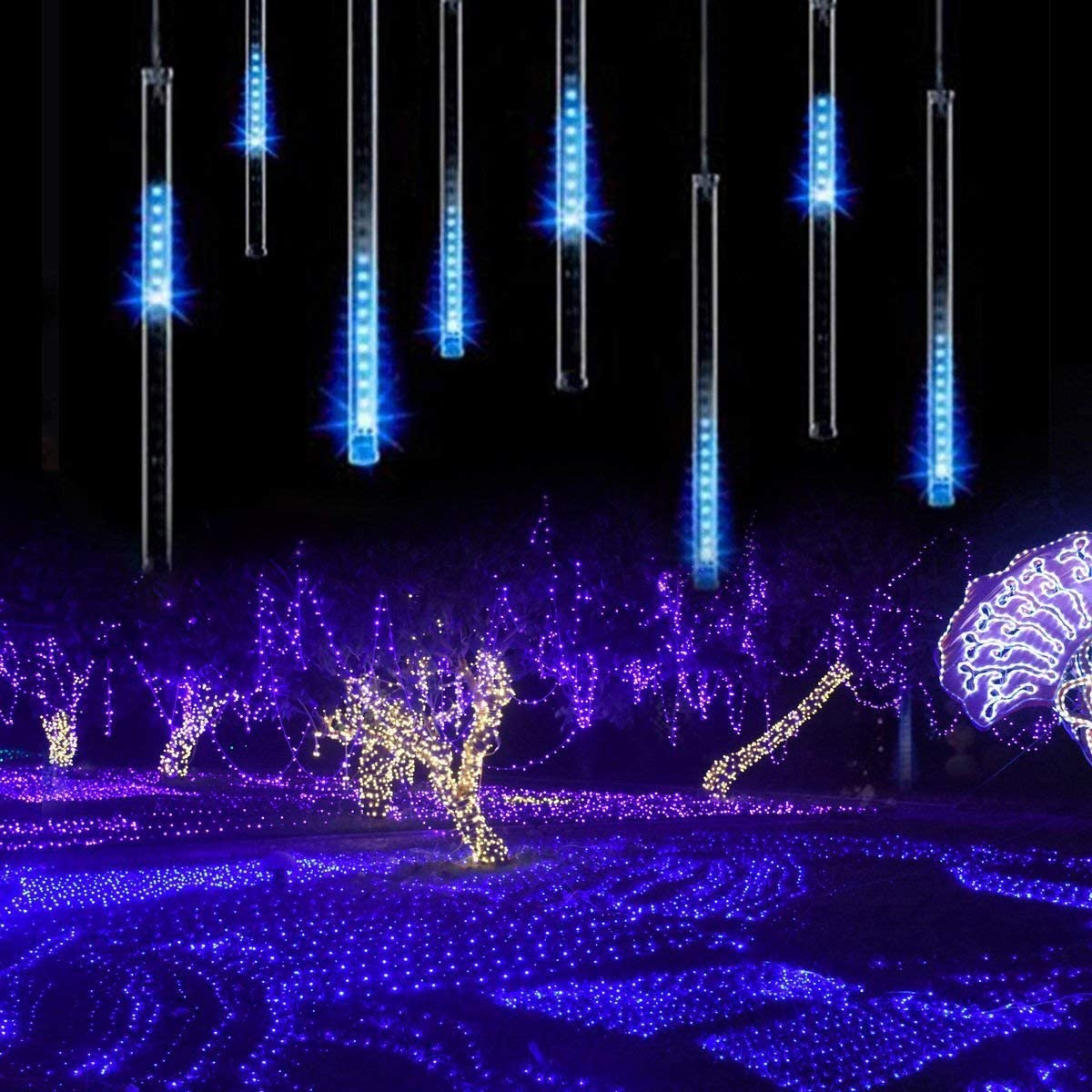 

LED Meteor Shower Light 8 Tubes Set Tree Rain Light Garden Street Lantern Christmas Decoration Solar and Plug Outdoor Waterproof 30cm 50 cm 80cm