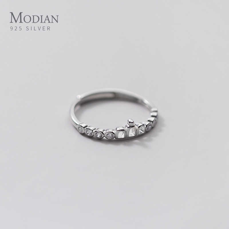 

Fashion 925 Sterling Silver Luminous Round Zircon Crown Open Adjustable Finger Ring for Women Geometric Fine Jewelry 210707