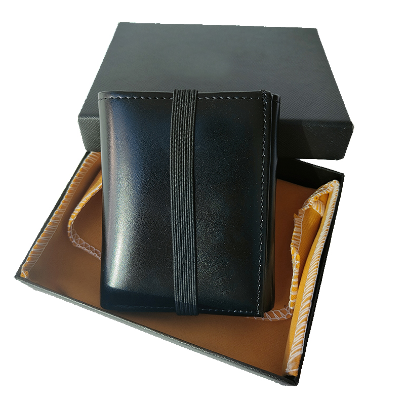 

Folding wallet Men Card Holder High-quality Leather Lanyard Coin Purse Fashion Handbag Business Cash Clip Box Set