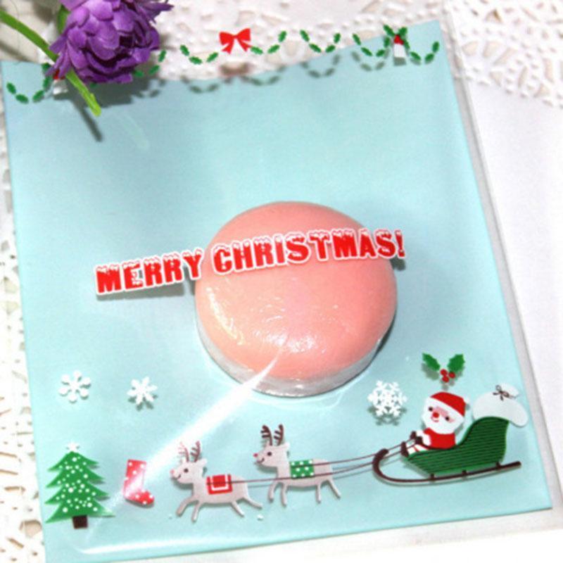 

Gift Wrap 50pcs Christmas Cellophane Wrapping Bag Santa Claus Reindeer Snowflake Decor Packaging For Biscuits Cookie