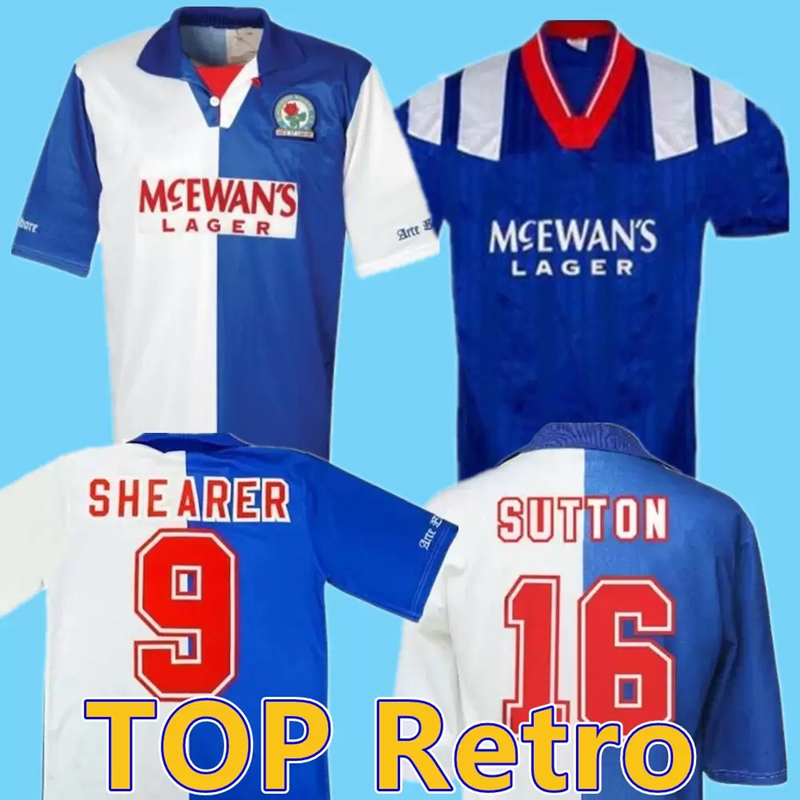 

1994 1995 Blackburn Rovers retro soccer jersey 94 95 Blackburn Alan Shearer Sutton Hendry SHERWOOD BERG vintage classic football shirt, Beige