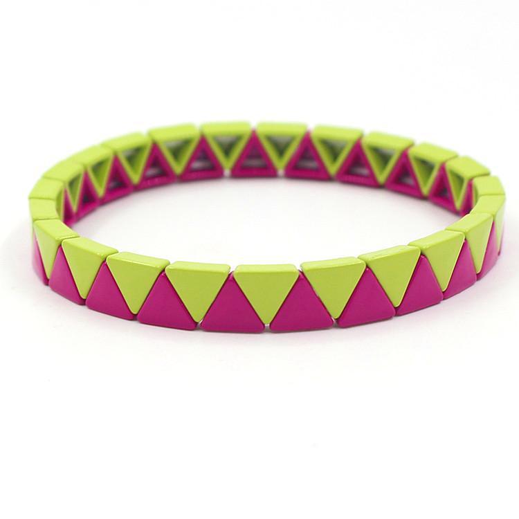 

Charm Bracelets Fashion RA Enamel Ladies Rainbow Bracelet Candy Color Geometric Triangle DIY Combination Gold-plated Paint