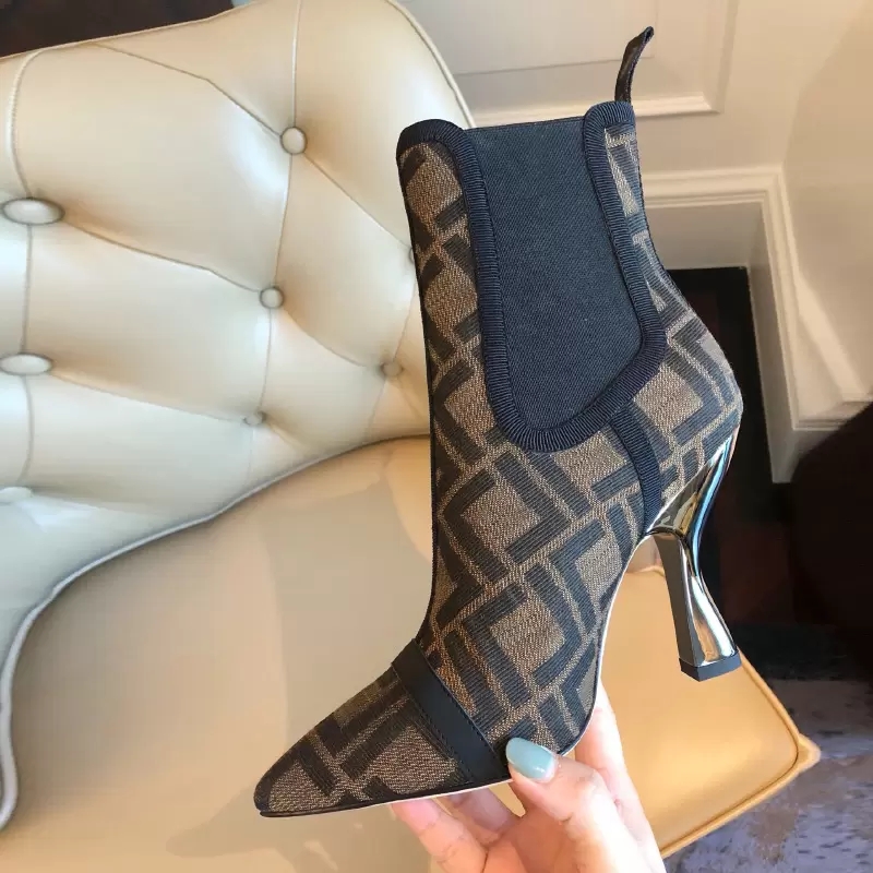 

Brown high-heeled Ankle Chelsea boots lacquered heel dress pointed toes pumps mesh pull-on leather outsole Booties for women luxury designer shoes factory footwear, More style contract me