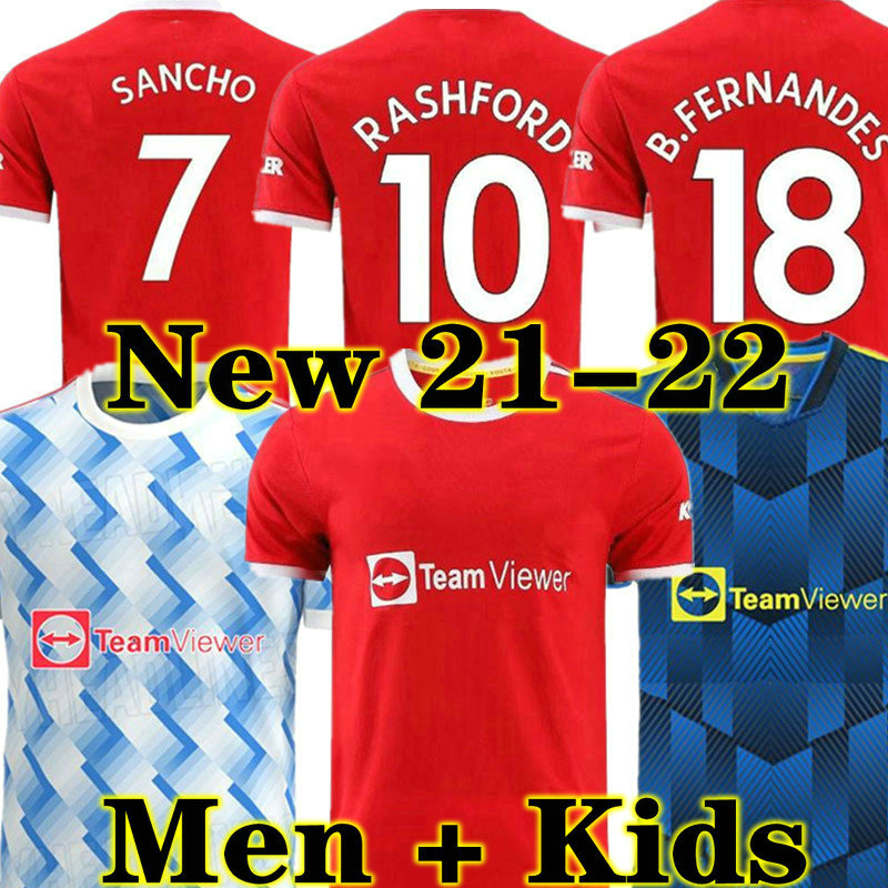 

SANCHO POGBA soccer jersey PLAYER VERSION FANS 2021 2022 RASHFORD Human Race man football shirt UniTEd UtD 21 22 Kid kit B.FERNANDES MATA, 21 22 3rd