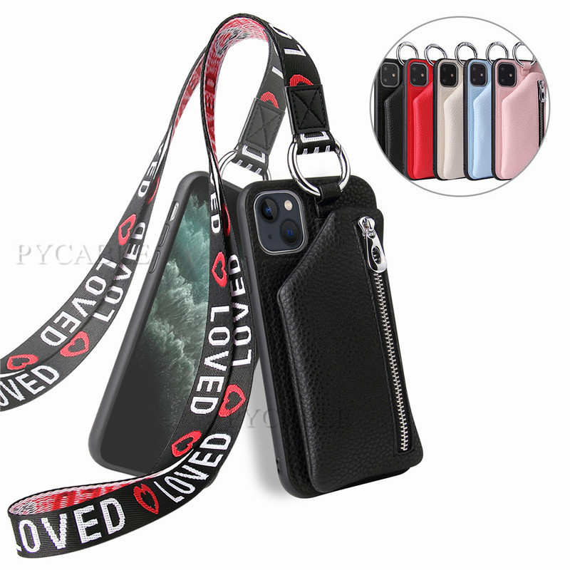 

Fashion Multifunctional Detachable Wallet Leather Cases With Lanyard for iPhone 13 12 XS XR X 6 7 8 Plus 12 Mini 11 Pro Max Handbag Case, White