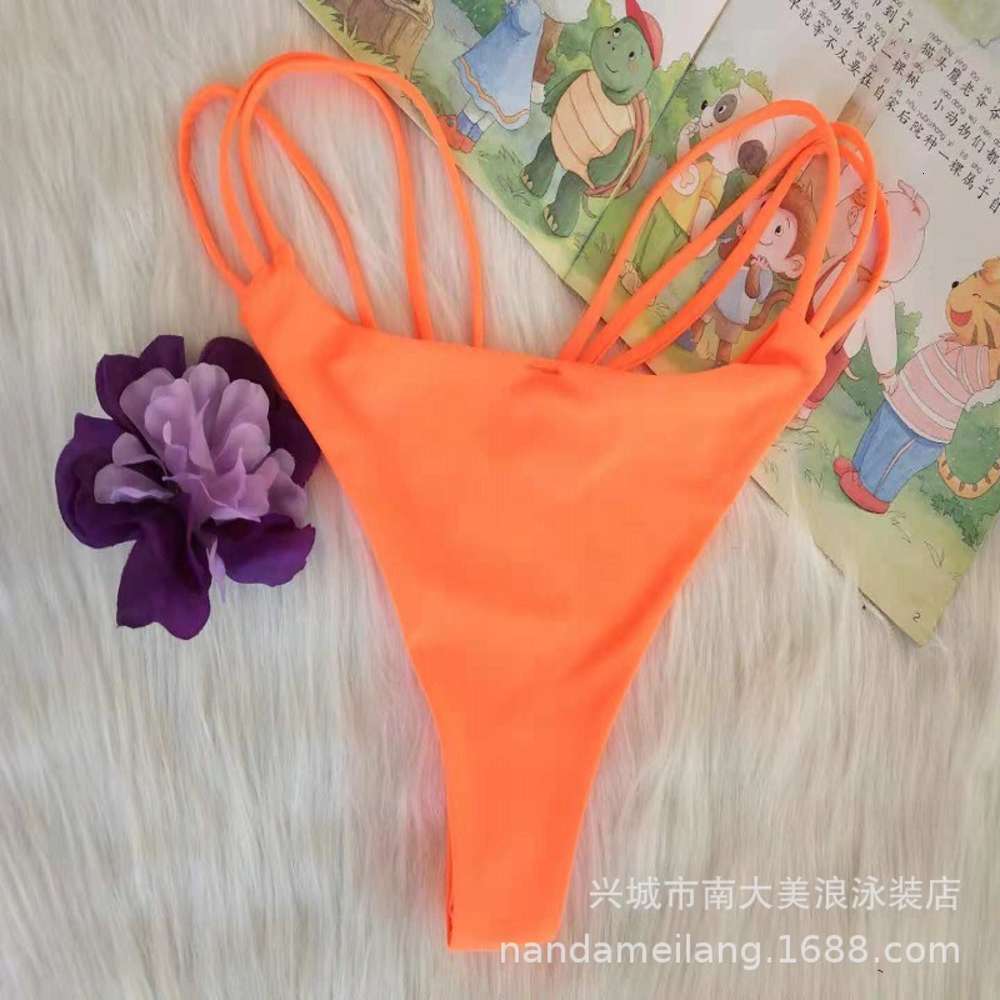 Swimsuit Bikini Solid Color Chest Bow Biki Nail Pants triangl swimwear-image-692547866