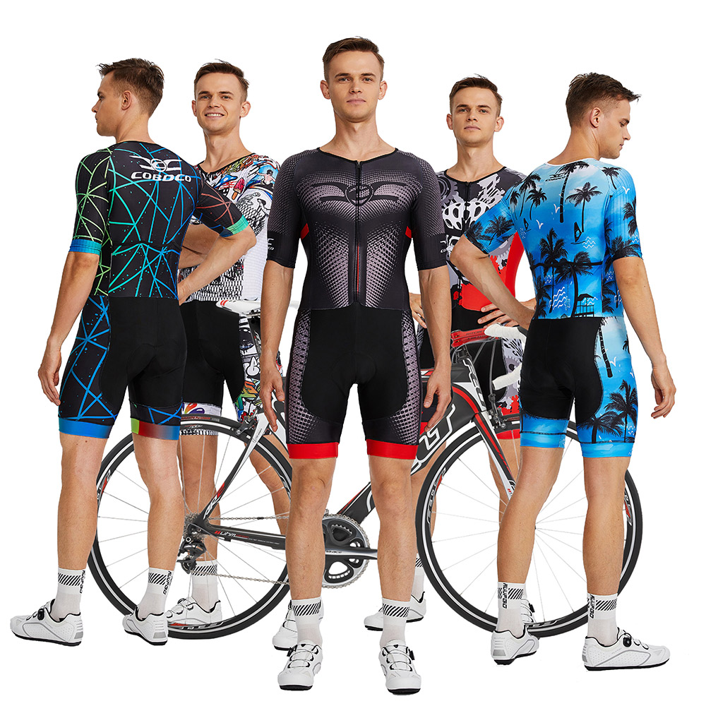 

CODBCO 2021 Men's Triathlon Short Sleeve Cycling Jersey Sets Skinsuit Maillot Ropa Ciclismo Bicycle Clothing One Piece Jumpsuit, Black;red