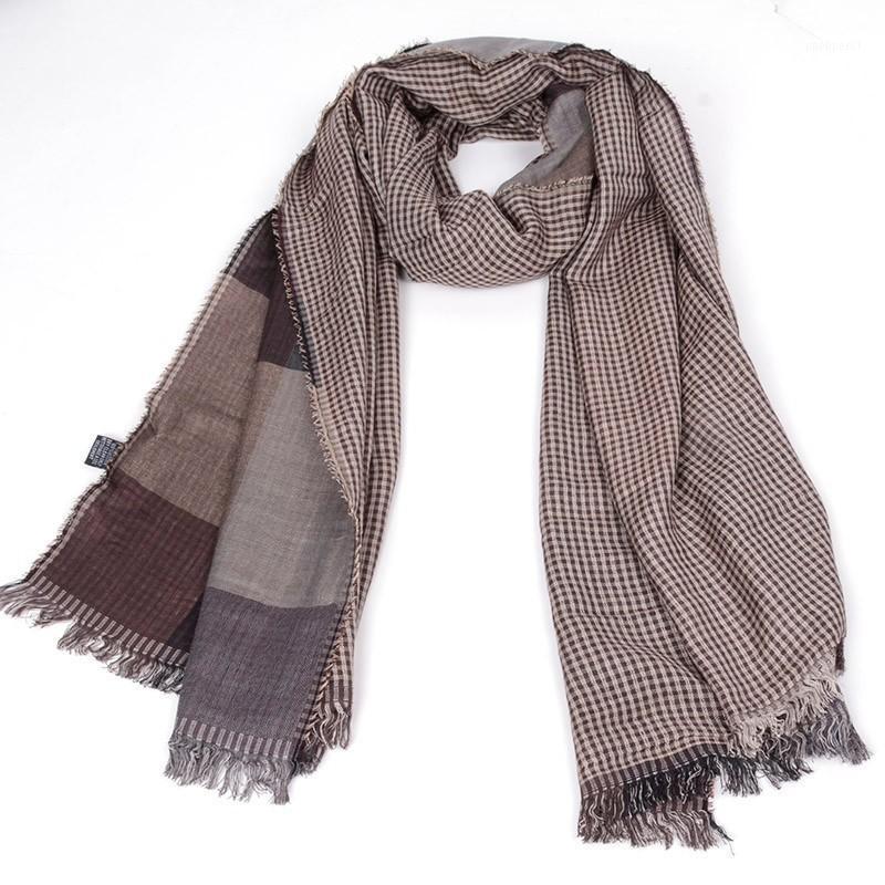 

Scarves England Style Winter Plaid Scarf For Men Cotton Linen Yarn-dyed Double-side Tassel Men's Long Shawl Warm Neckercheif