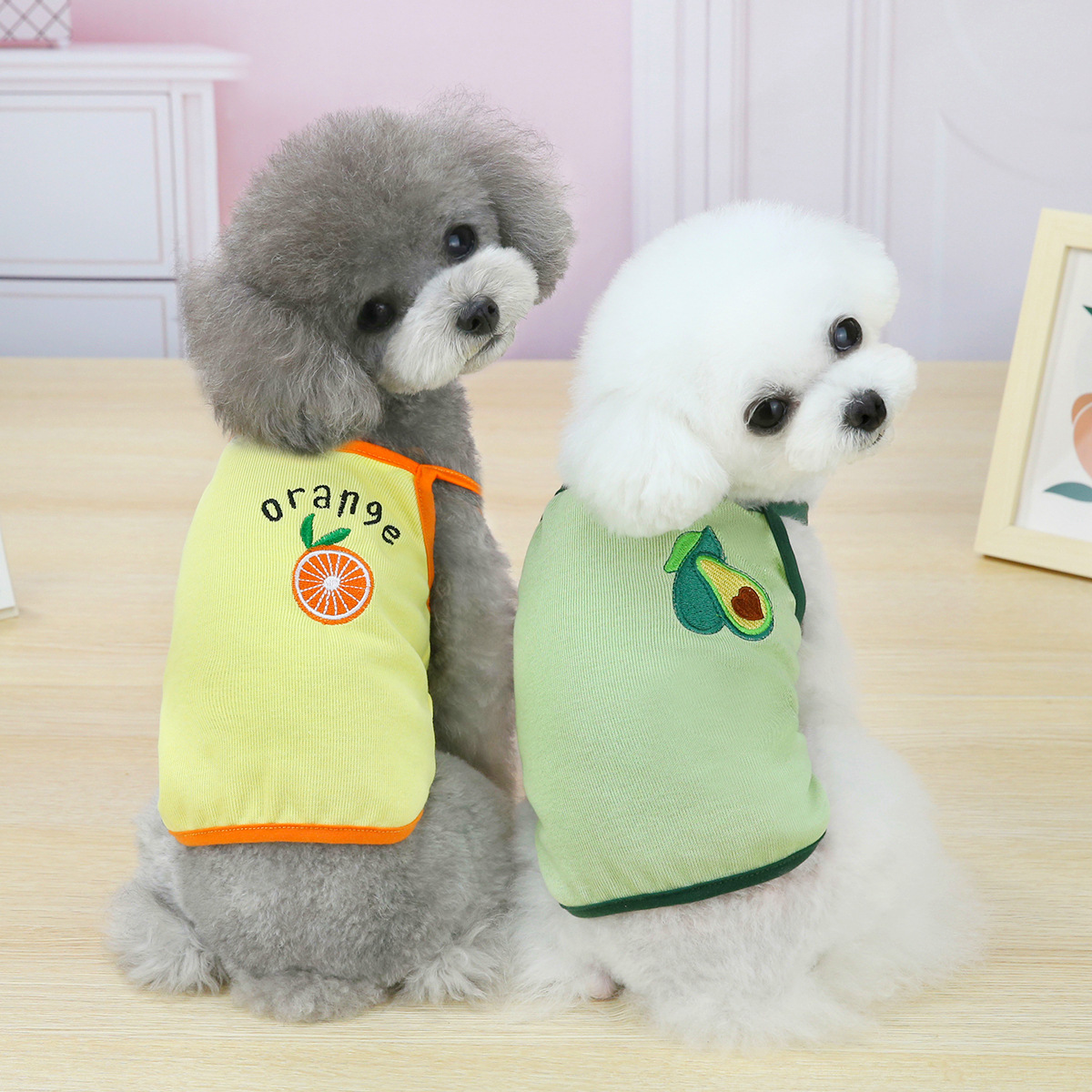 

Fruit pattern Pet Dog Summer vest tank tops Cute Puppy Coat Jacket Outfit Dogs Apparel Clothes will and sandy, As show
