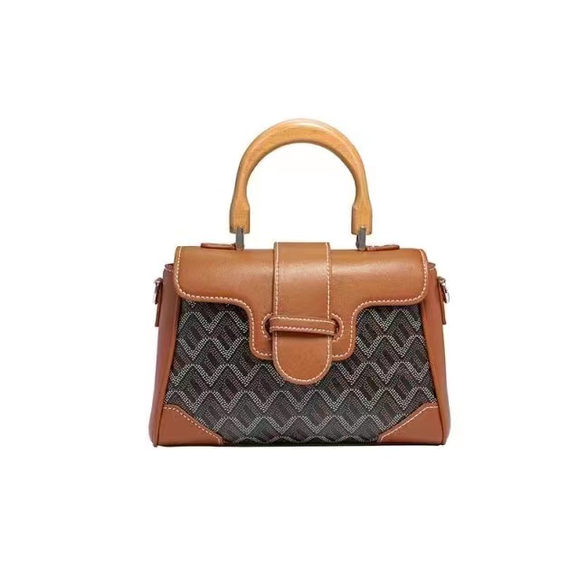 

Mini Saigon wooden hand bag with sling bag women handbag Goya leather POCHETTE elegant shoulder crossbody shopping tote GY01, Orange
