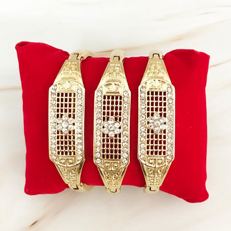 

Bangle Moroccan Bride Crystal Bracelet Set Metal Rhinestone 3pcs/set Brand Design Style Women's Caftan Wrist Jewelry Free Ship