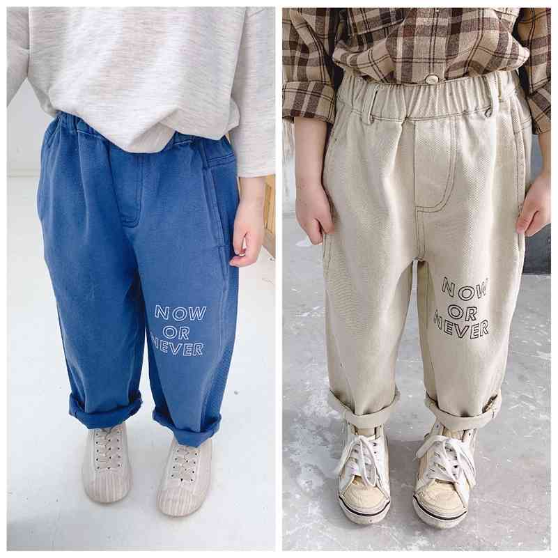 

Spring Autumn girls casual 2 colors pants boys letters printed all-match trousers 1-6Y 210708, Blue
