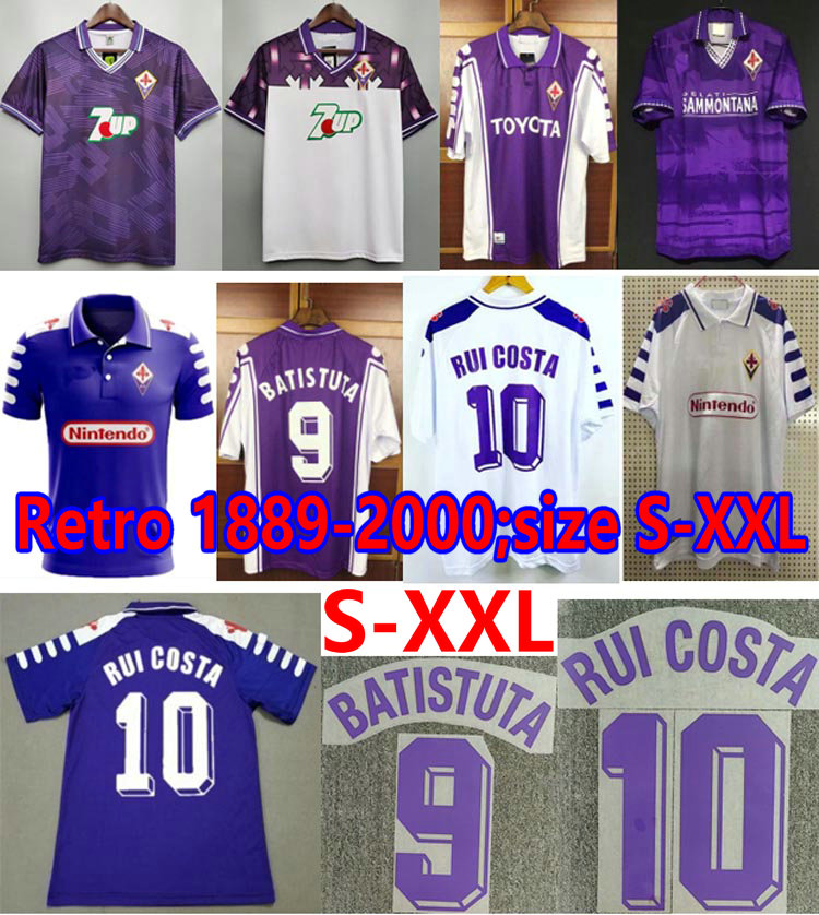 

1998 1999 Retro Fiorentina Soccer Jerseys 9 BATISTUTA 10 RUI COSTA 1992 1993 Home Football Shirt Camisas de Futebol 89 90 91 92 93 94 95 96 97 98 99 2000, Fans home +patch