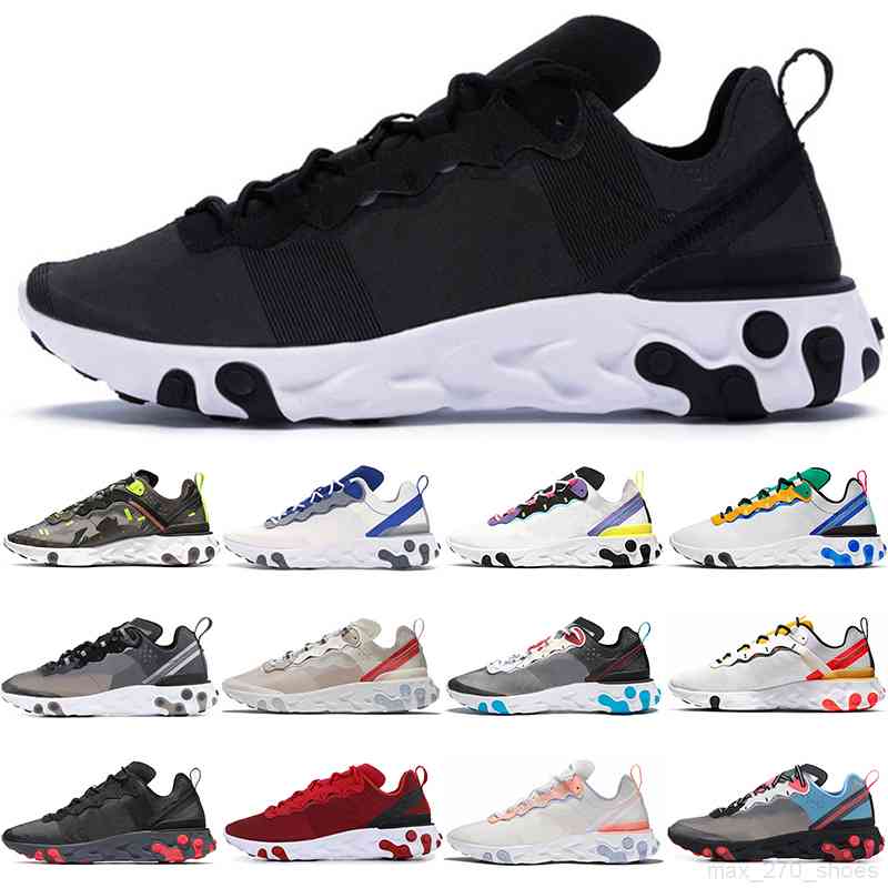 

55 React Element Running shoes 87 men women White Royal Red blue purple Total Orange Sail Camo Volt Racer Pink trainers sports sneakers, Moss 40-45