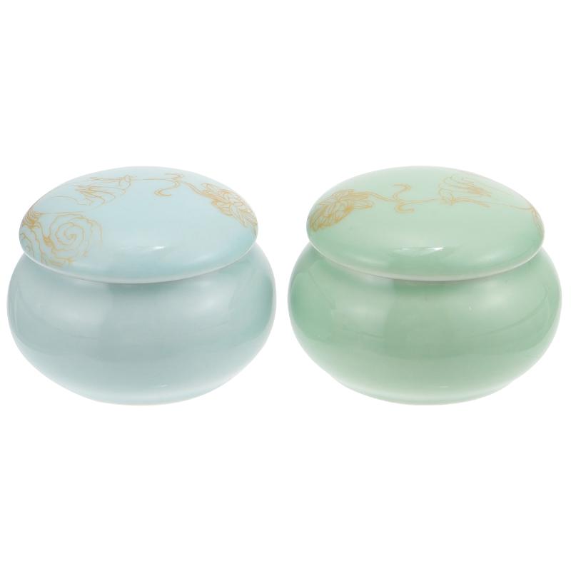 

Storage Bottles & Jars 2pcs Delicate Ceramics Lipstick Jar Rouge Mini
