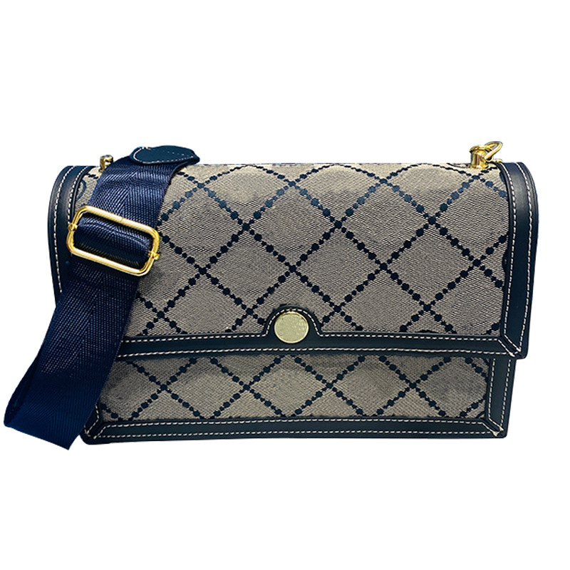 

Made In China Women's summer Bag new fashion ins Lingge wide belt single shoulder bags net red foreign style messenger small square handbags, Deep blue