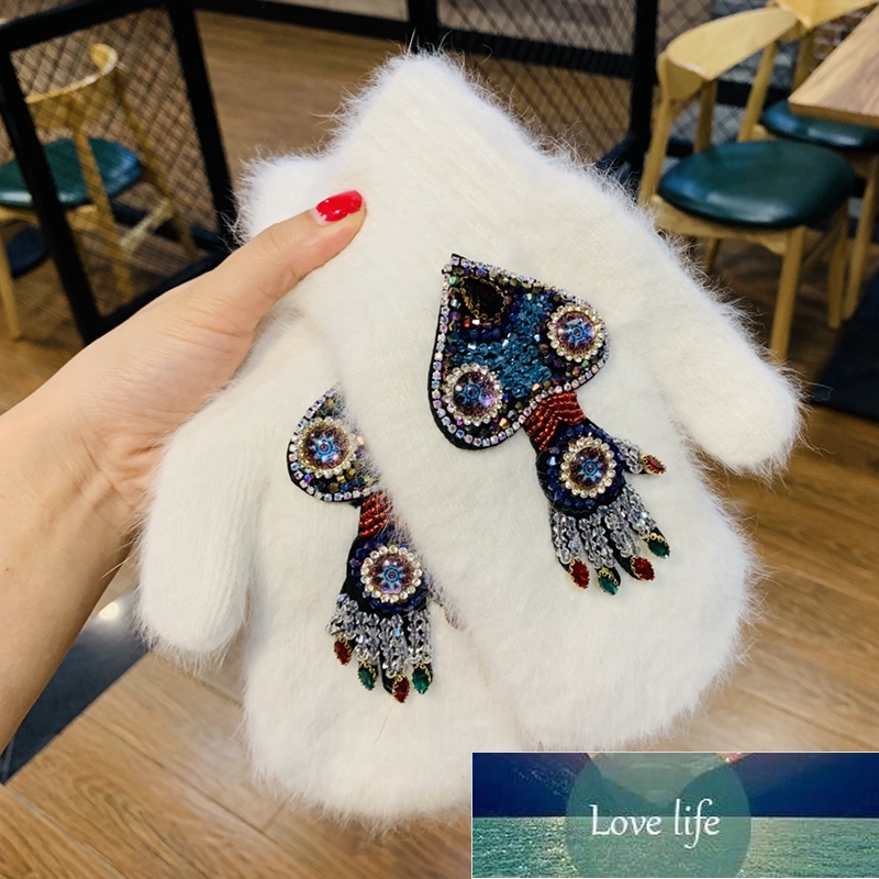 

Women Gloves Winter Crystal Octopus Fur female double Warm Full Finger Mittens Christmas Gifts Factory price expert design Quality Latest Style Original Status