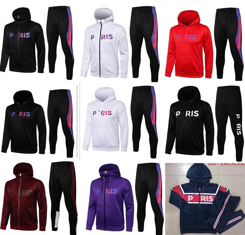 

Black jacket hoodie Survetement tracksuit 21-22 chandal futbol MBAPPE football Long with hood fleece 2021/2022 soccer TRACKSUIT Kids and adults