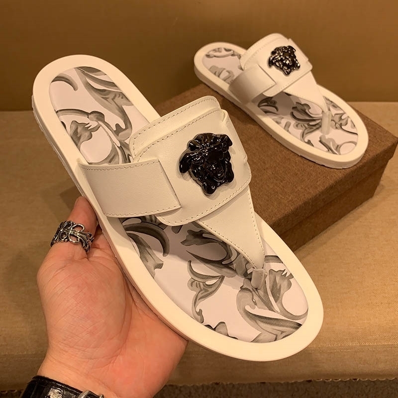 

Slippers Leather Summer Flip Flops Wear Sandals Personality Antiskid Beach Flip Flops Men, Black