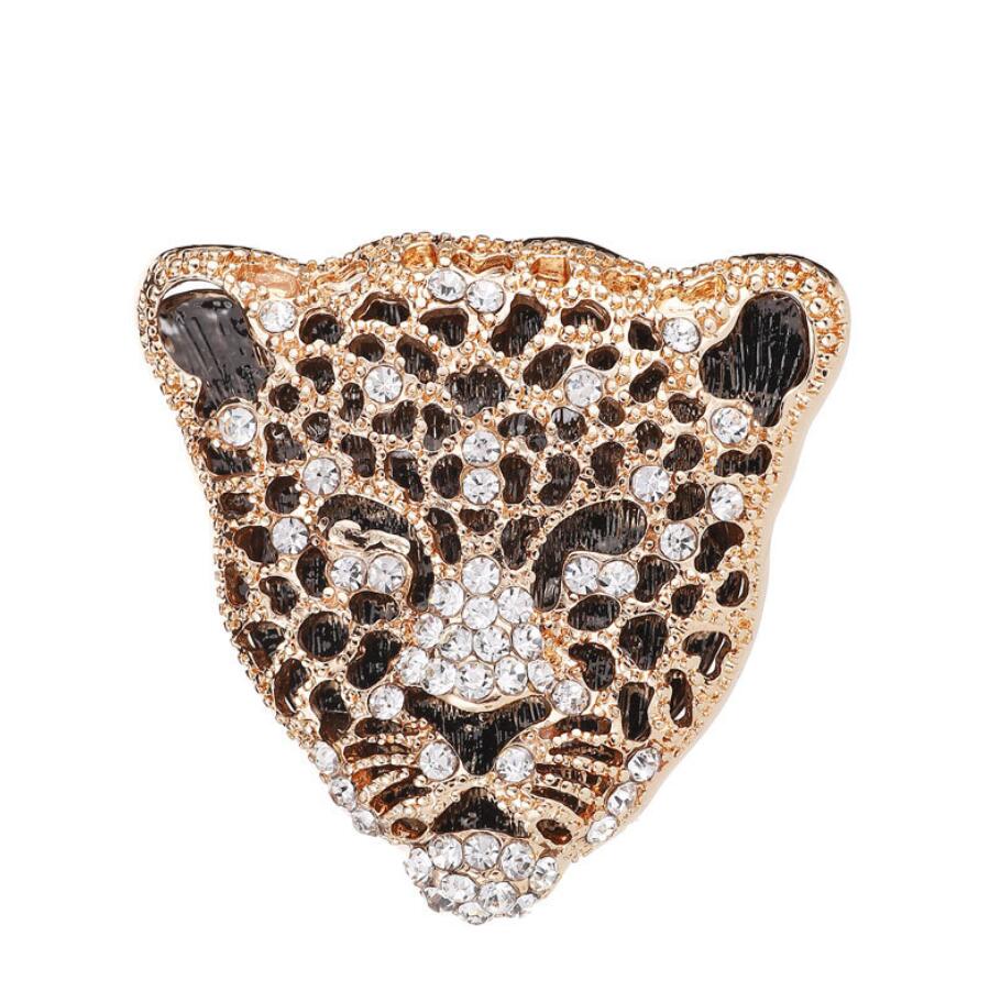 

Fashion Full Rhinestone Leopard Head Brooch Pins Elegant Men And Women Crystal Animal Brooches Jewelry Good Gifts