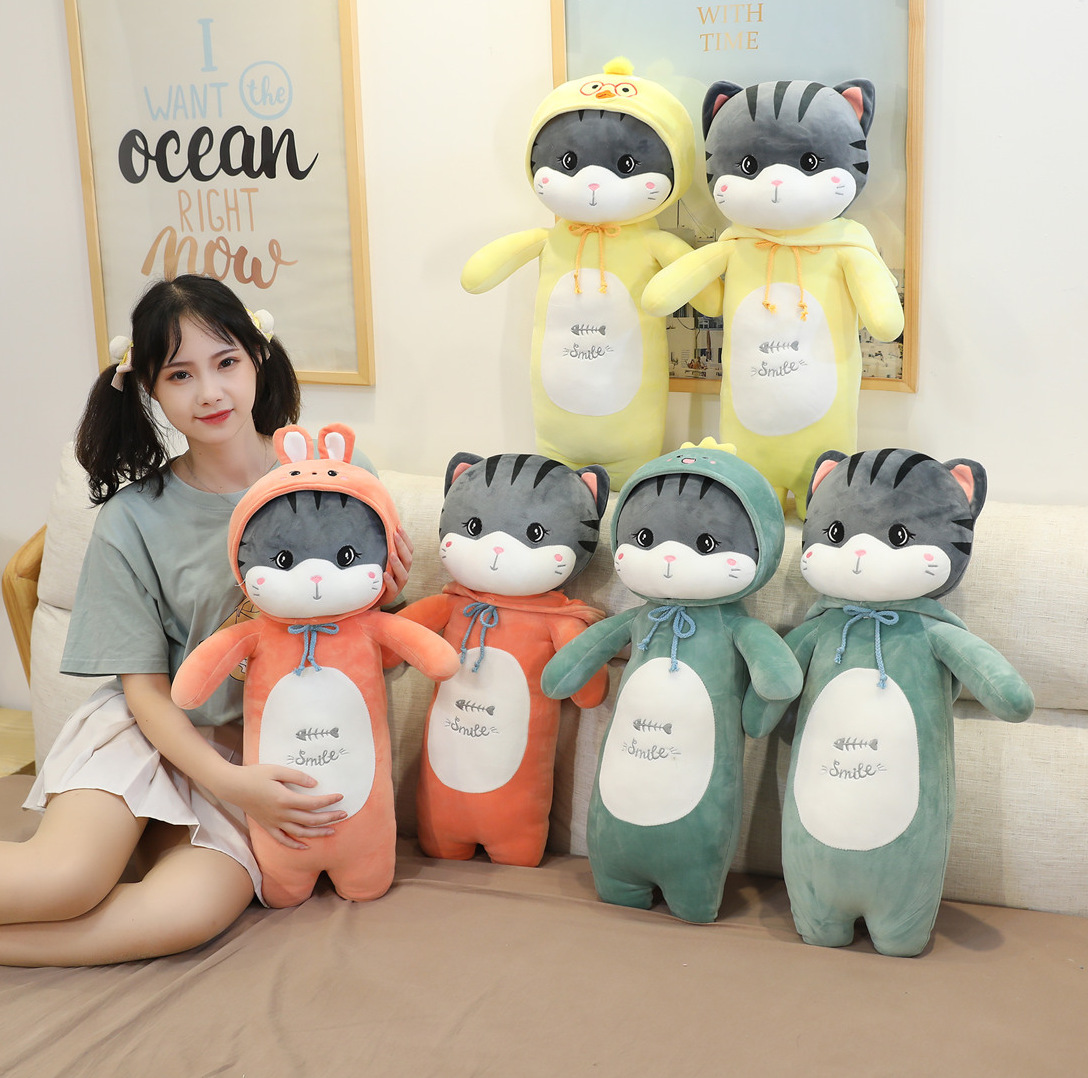 

Cartoon Cat Stuffed Animals Plush Toys Kawaii Soft Doll Dress up Giraffe Frog Penguin Dinosaur Kids Plushie Doll Girls Gift