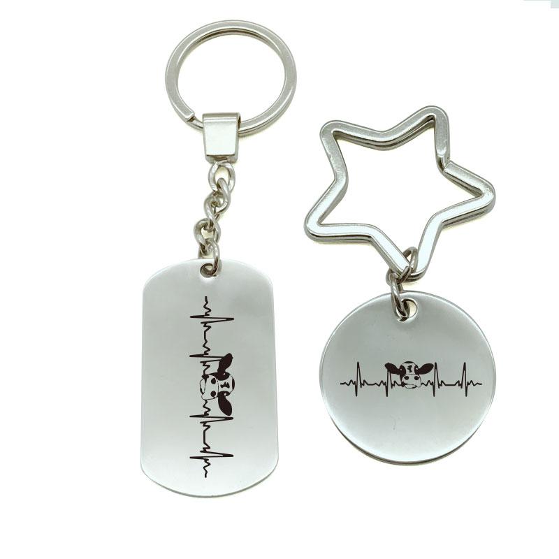 

Keychains Cow Ekg Heartbeat Fashion Key Chain Men Women Trinket Car Ring Keychain Jewelry Gift Metal On Bag S6-3448