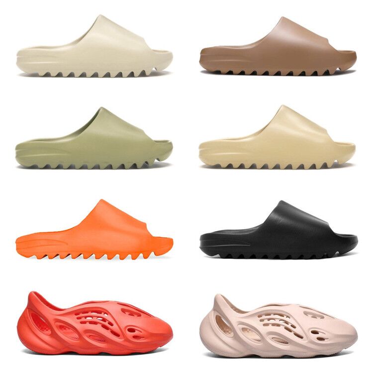 

Kanye slides women slippers men Shoes 3M Casua Core Bone Earth Brown Pure Desert Sand Foam Runner triple white black outdoor sandals