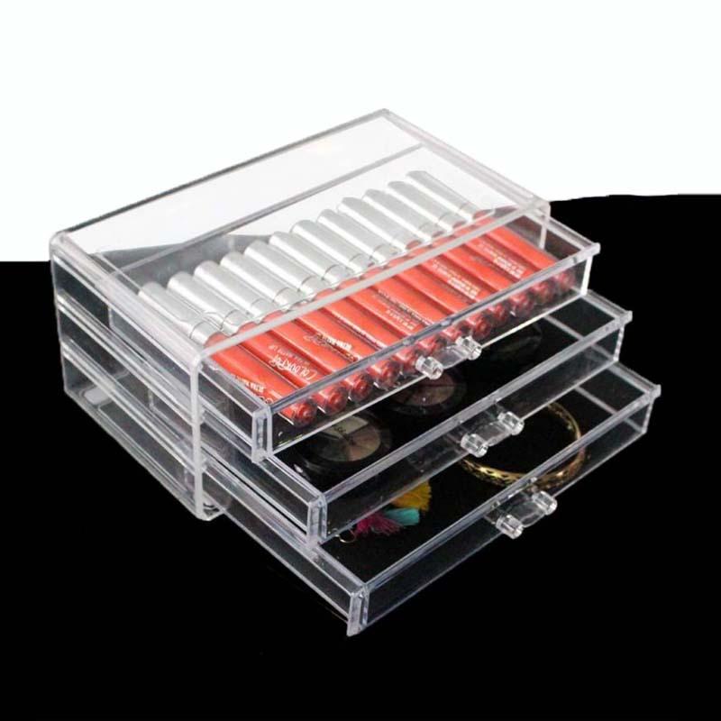 

Storage Drawers 3Layer Clear Acrylic Makeup Case Mac Lipstick Cosmetic Box Holder Brush Organizer Jewelry
