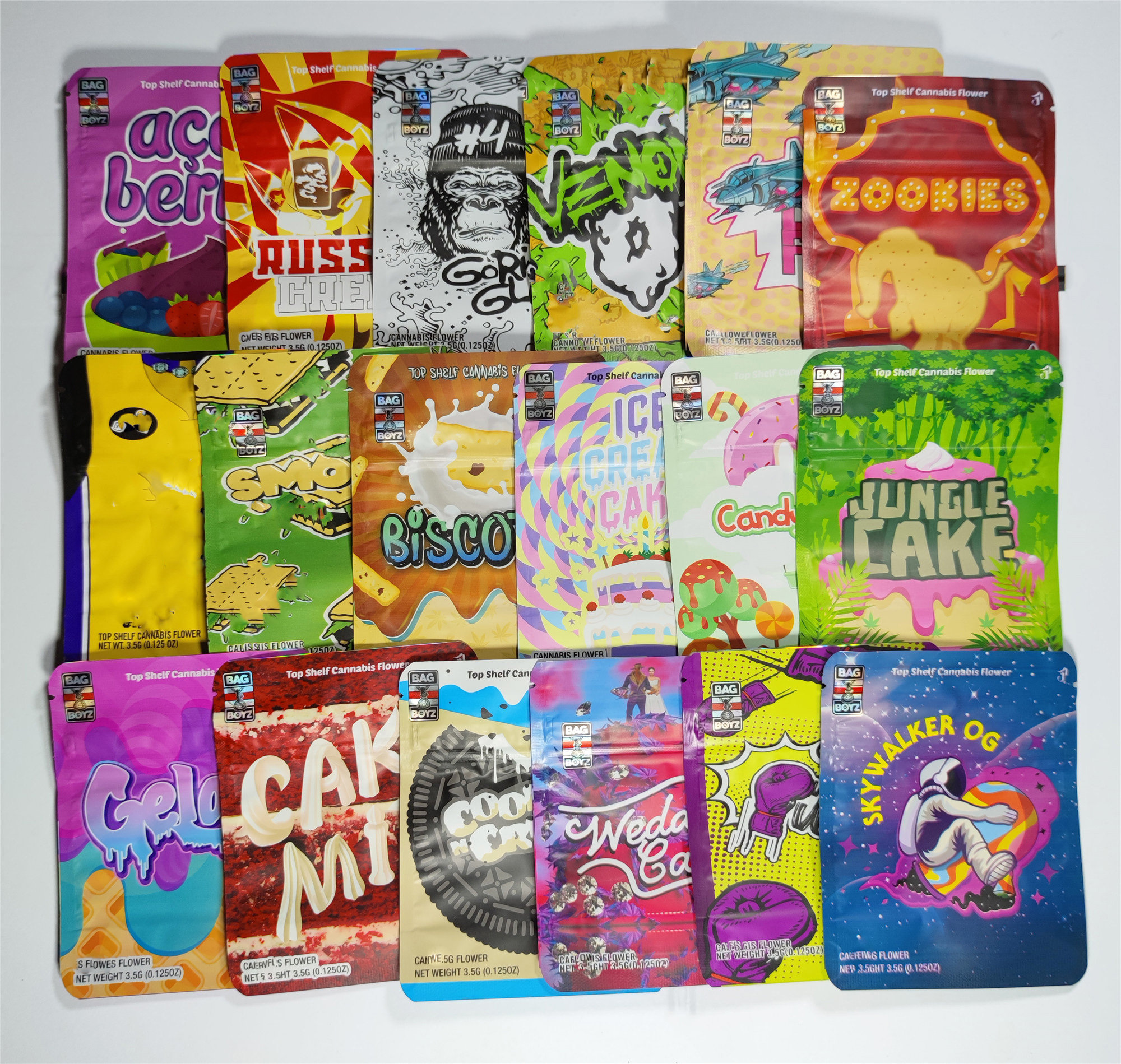 Newest 3.5g Zookies BAG BOYZ Gelato Ice Cream Gorilla Glue #4 Weeding cake Mix Biscotti Package bagboyz with hologram stickers edibles gummies Ch-image-718507725