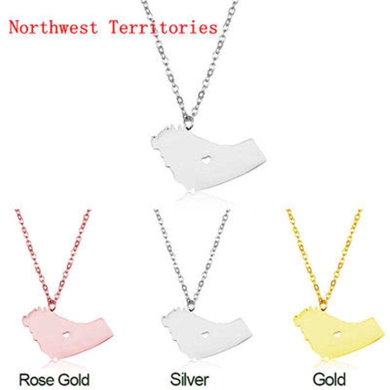 Pendant Necklaces Stainless Steel Map Necklace, Women&#039;s Jewelry, , Canada-image-704055493