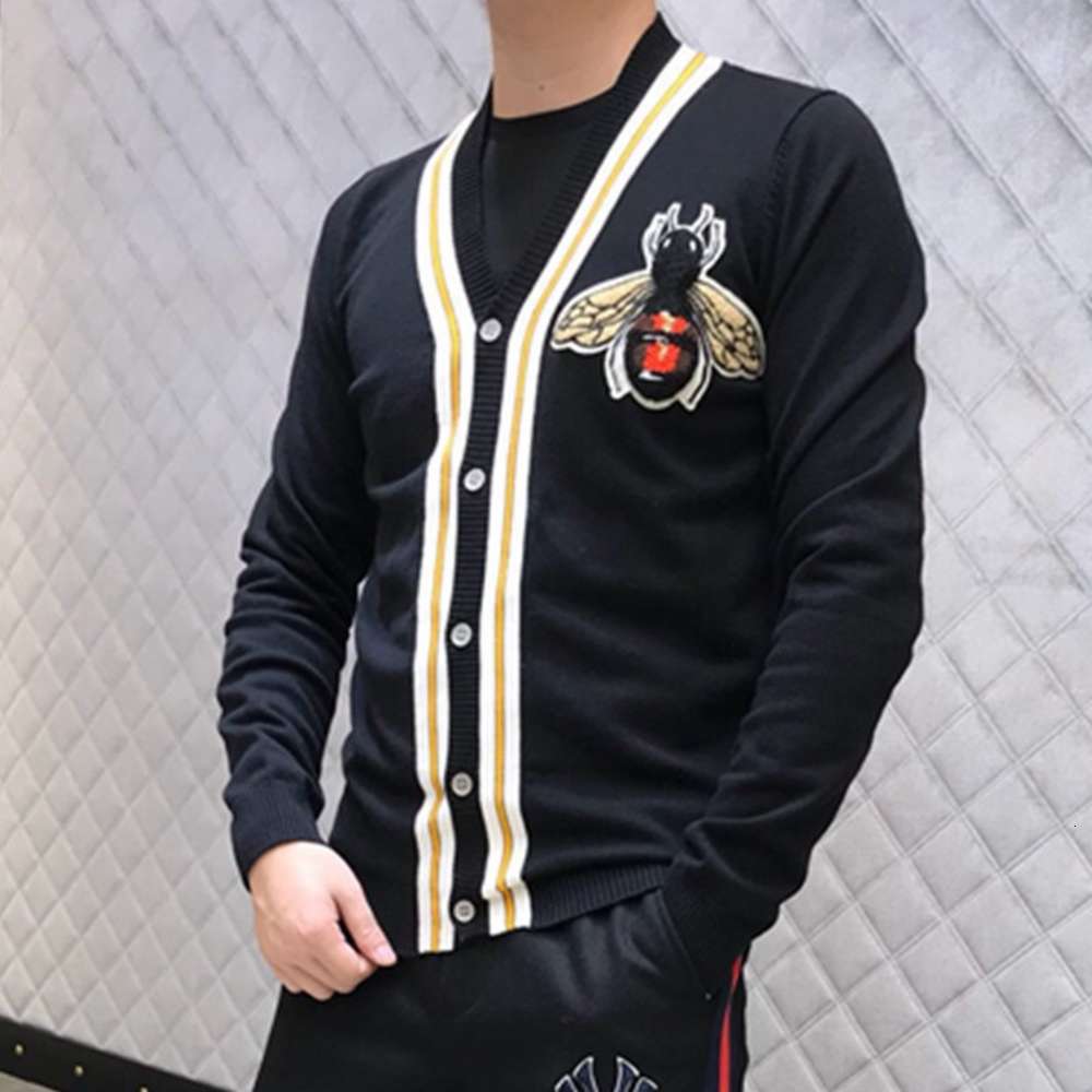 

21ss Mens Cardigans Fashion Animals Embroidery Badge Sweaters New Arrival Boys Hiphop New Sweater High Quality Wholesale Ins Hot, White;black