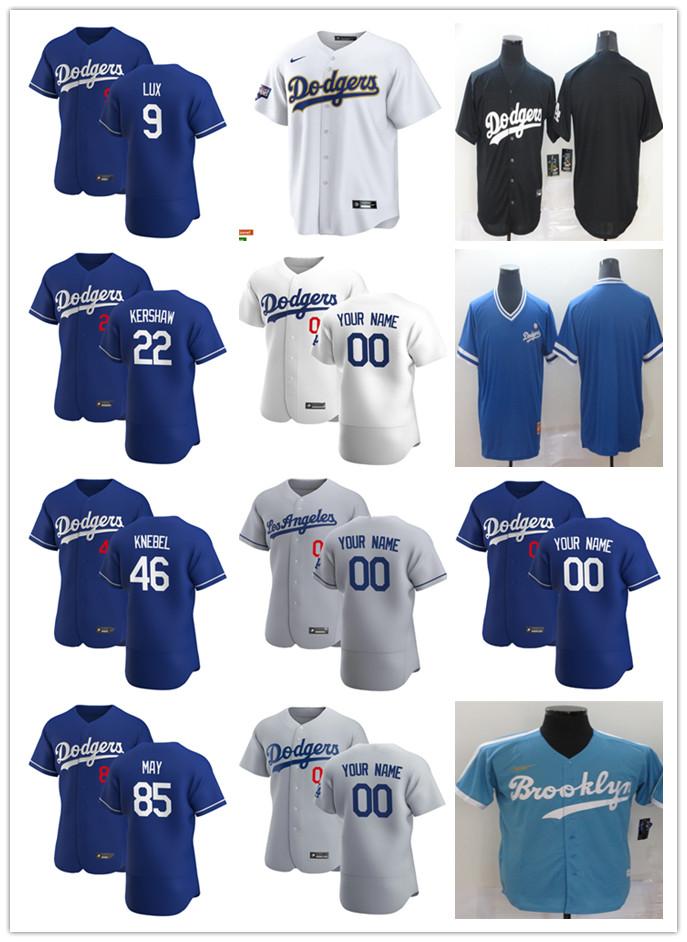 

Men Women Youth Los Angeles Dodgers 22 Clayton Kershaw 46 Corey Knebel 9 Gavin Lux 85 Dustin May Custom Baseball Jersey 2021, Blue;black