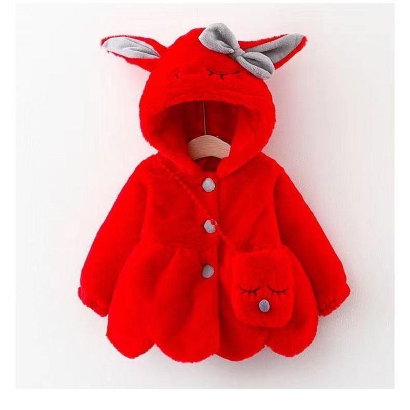 

Jackets Autumn And Winter Baby Girl Clothes Toddler Christmas Party Long-sleeved Hooded Jacket Thick Wool Sweater Ears, Blue;gray