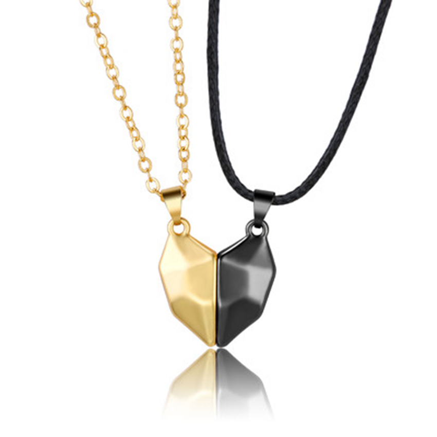 

Party Favor Unisex Wishing Stone Chain Friendship Valentine Day Pendant Necklace Couple Heart Shape Magnet Love Necklace ZZA3501