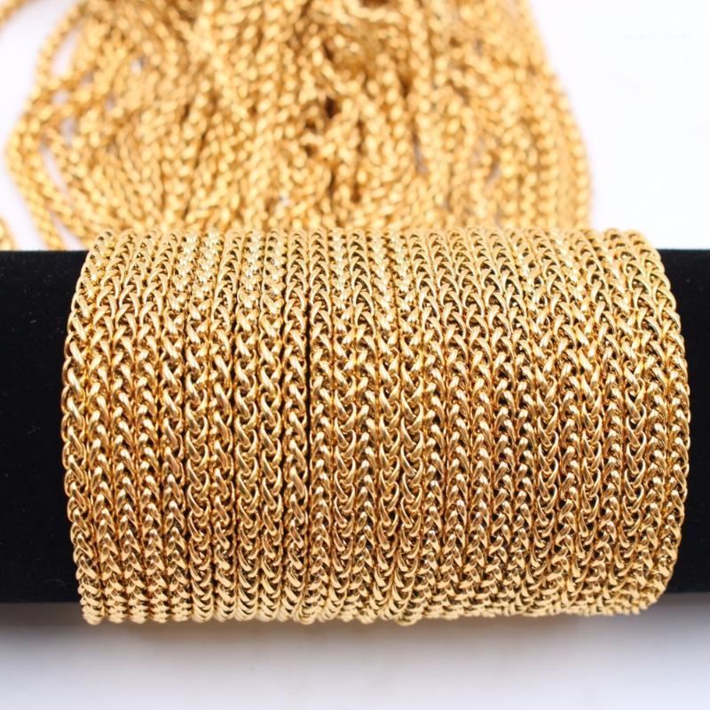

Free Ship Lot 2meter Stainless Steel Gold 3mm Wide Wheat Braid Chain DIY Jewelry Finding Marking In Bulk Chains