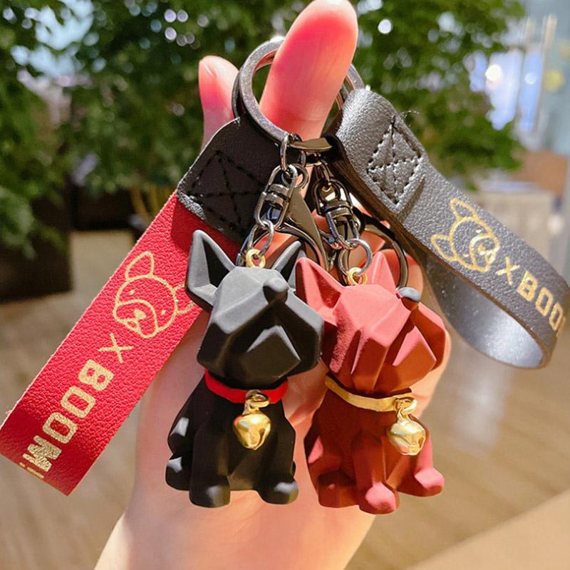 

French Bulldog Key Chain Love Ring Car Keychain Accessories Purse Hand bag Backpack Charm Gift for Women Kids d588888, Black